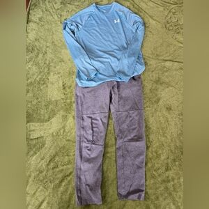 Blue Top and Gray Pants Set